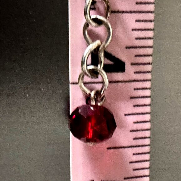 Premier Designs Vintage Bead Necklace Signed Red Black White Silver Tone 36” - Picture 6 of 7